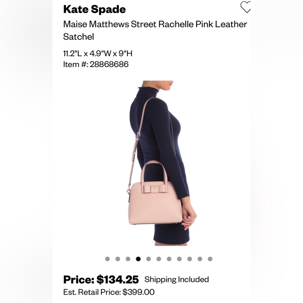 USED GENTLY Kate Spade Maise Matthews Street Rachelle Pink Leather Satchel w/Bow